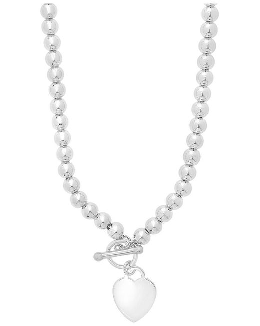 Italian Silver White Bead Toggle Necklace
