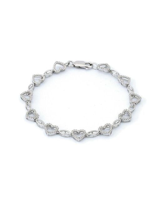 Diamond Select Cuts Metallic Silver 0.12 Ct. Tw. Diamond Heart Bracelet