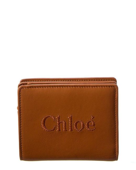 Chloé Brown Sense Leather Compact Wallet