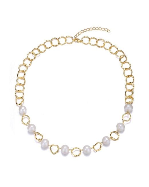 Genevive Jewelry Metallic 14k Over Silver 10mm Freshwater Pearl Necklace