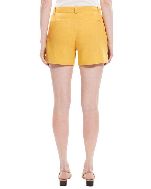 Theory Orange Lynie Sleek Linen-blend Short