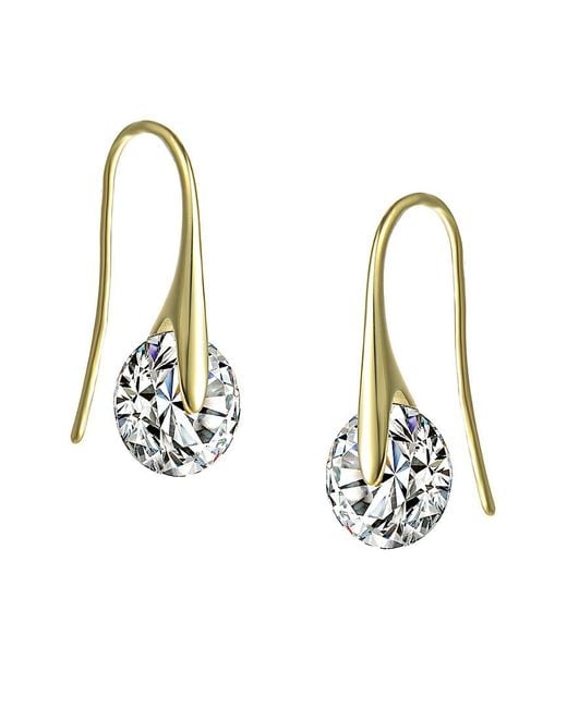 Genevive Jewelry White 14k Over Silver Cz Drop Earrings