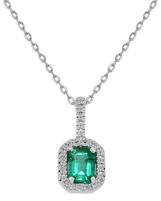 Sabrina Designs Metallic 14K 0.66 Ct. Tw. Diamond & Emerald Octagon Pendant Necklace