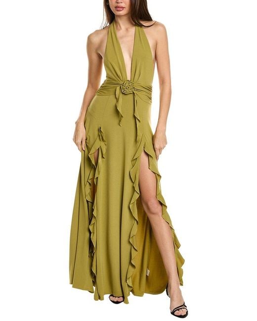 WeWoreWhat Halter Ruffle Maxi Dress in Green | Lyst