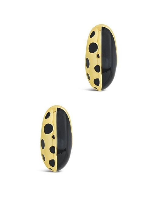 Sterling Forever Metallic 14k Plated Enamel Lisha Hoops