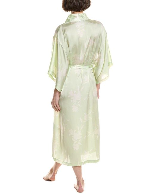 NATORI EDIT Green Lily Printed Satin Icon Robe