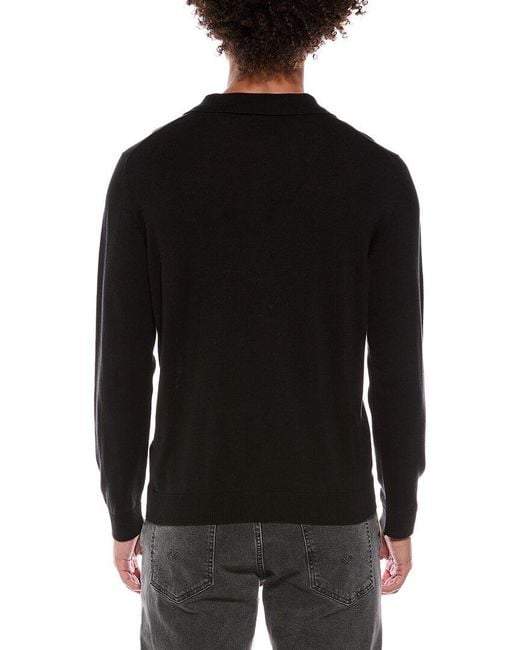 Isaia Black Silk Polo Sweater for men