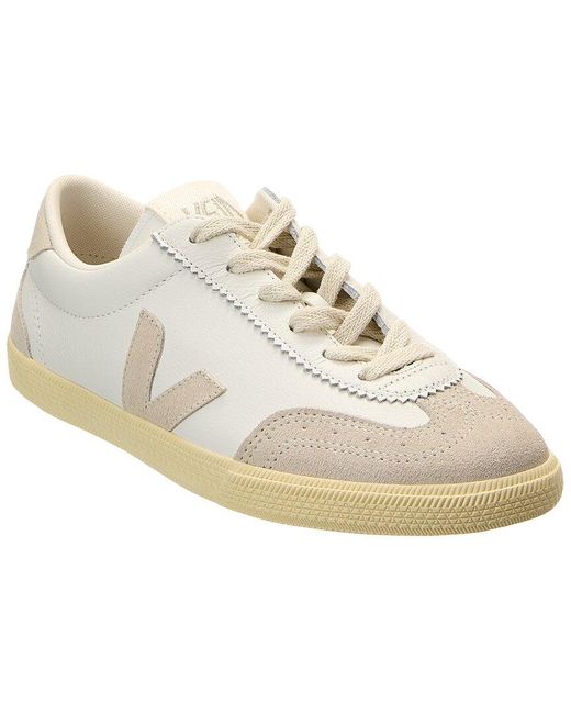 Veja White Leather Suede Low-Top Sneakers
