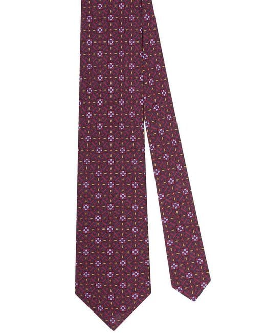 Robert Talbott Purple Silk Geo Printed Silk Best Of Class Necktie for men