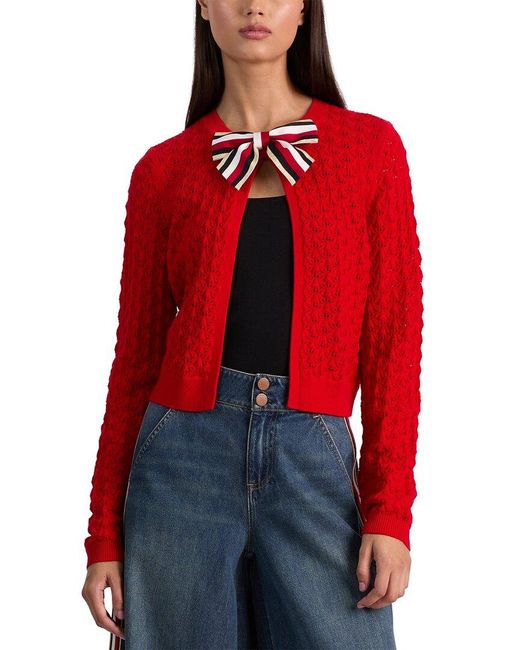 Alice + Olivia Red Dollie Open Front Cardigan