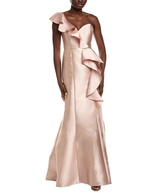 Rene Ruiz Natural Cascading Gown