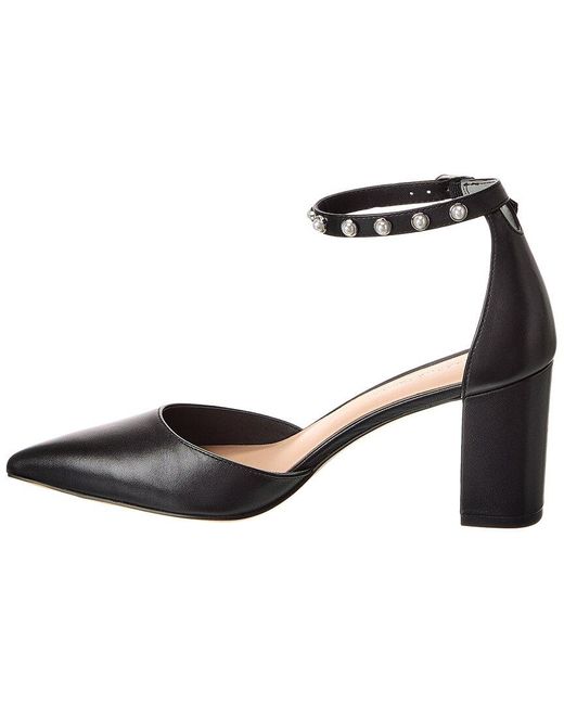 Stuart Weitzman Black Pearl Strap Block 75 Leather Pump
