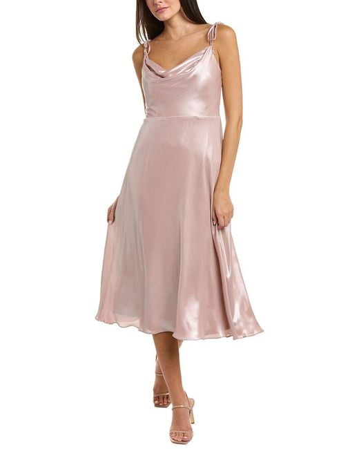Adrianna Papell Pink Satin Midi Dress