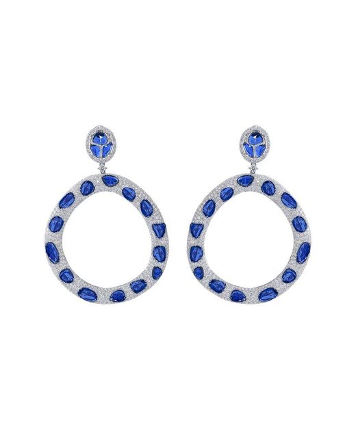 Diana M Blue Fine Jewelry 18k 33.40 Ct. Tw. Diamond & Sapphire Earrings