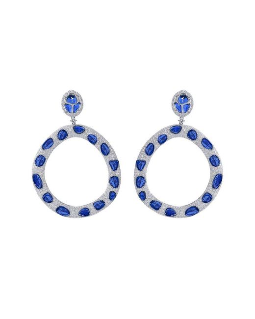 Diana M Blue Fine Jewelry 18k 33.40 Ct. Tw. Diamond & Sapphire Earrings