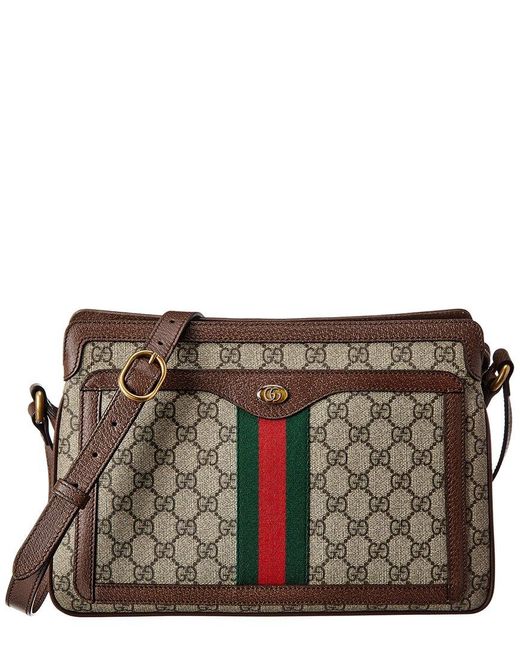 Gucci Gray Medium GG Supreme Canvas & Leather Shoulder Bag