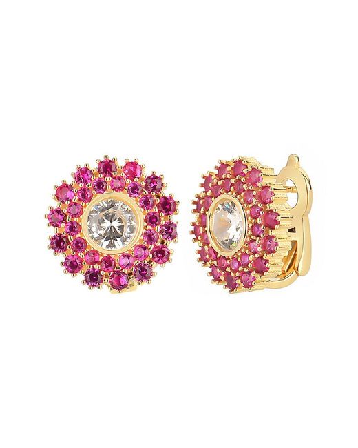 Gabi Rielle Pink 14k Over Silver Cz Rosy Bloom Earrings