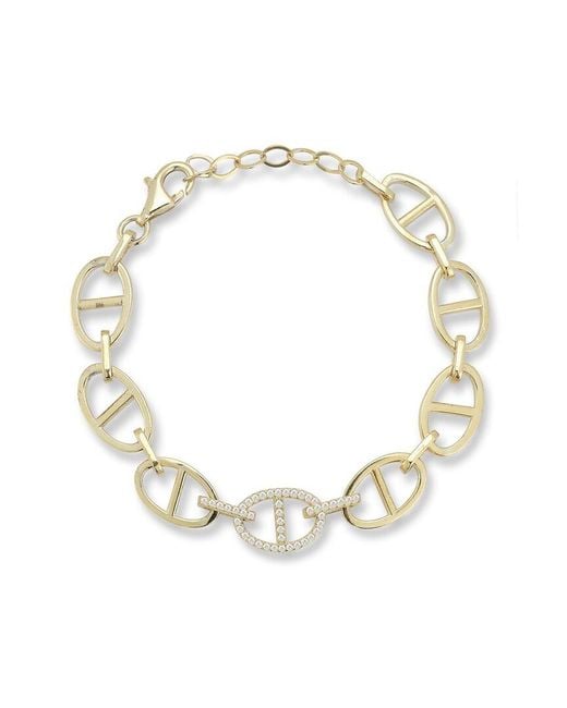 Chloe and Madison Metallic 14k Over Silver Cz Bold Marine Link Bracelet