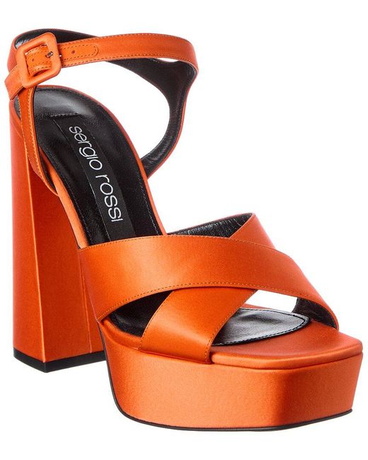 Sergio Rossi Orange Alicia 90 Satin Platform Sandal
