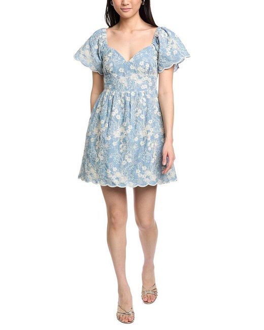 LOST AND WANDER Blue Springtide Splendor Mini Dress
