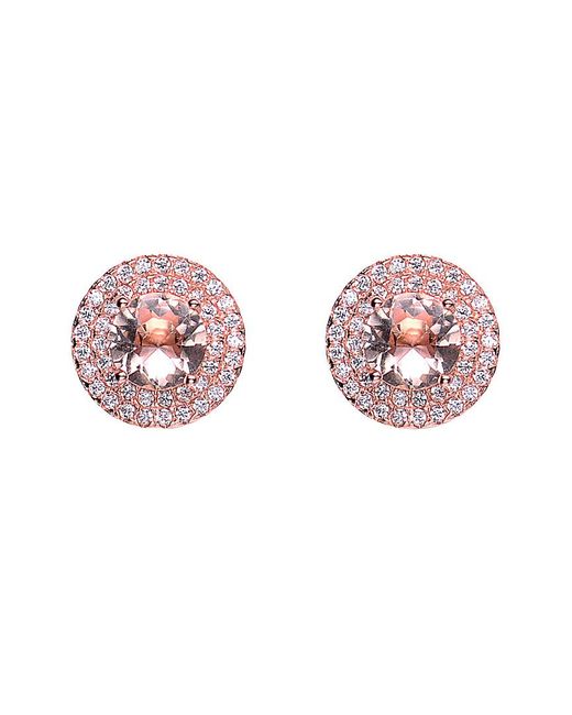 Genevive Jewelry Pink 14k Rose Gold Vermeil Cz Studs
