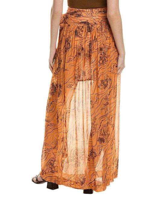 Sabina Musayev Orange Patina Silk-Blend Maxi Skirt