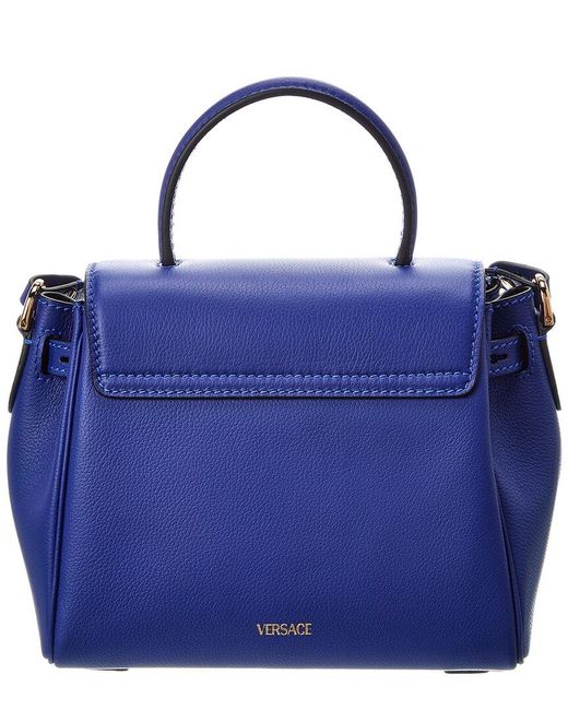 Versace Blue La Medusa Leather Shoulder Bag