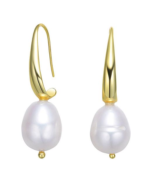 Rachel Glauber Metallic 18k Over Silver 13mm Freshwater Pearl Earrings