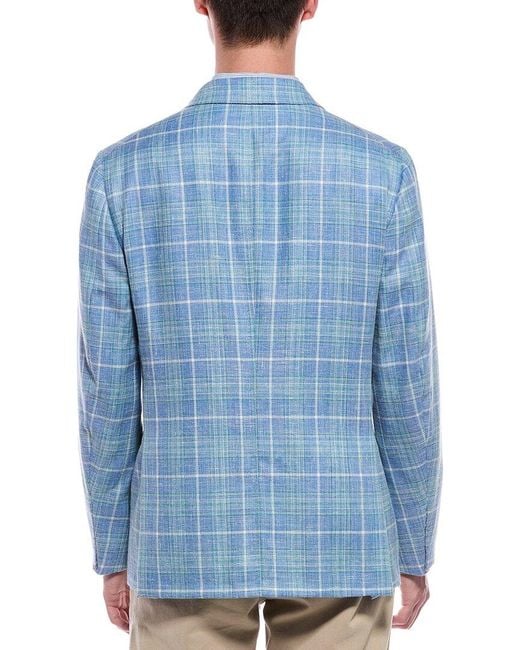 Isaia Blue Wool, Silk, & Linen-Blend Jacket for men