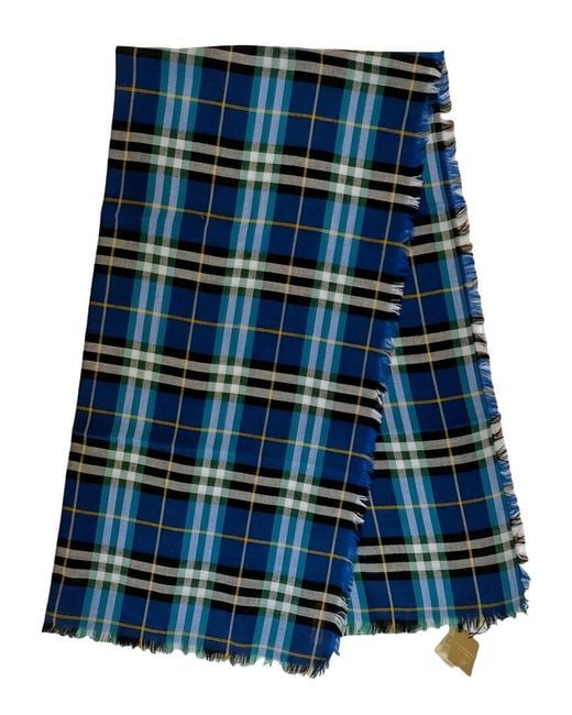 Burberry Blue Wool-Blend Scarf