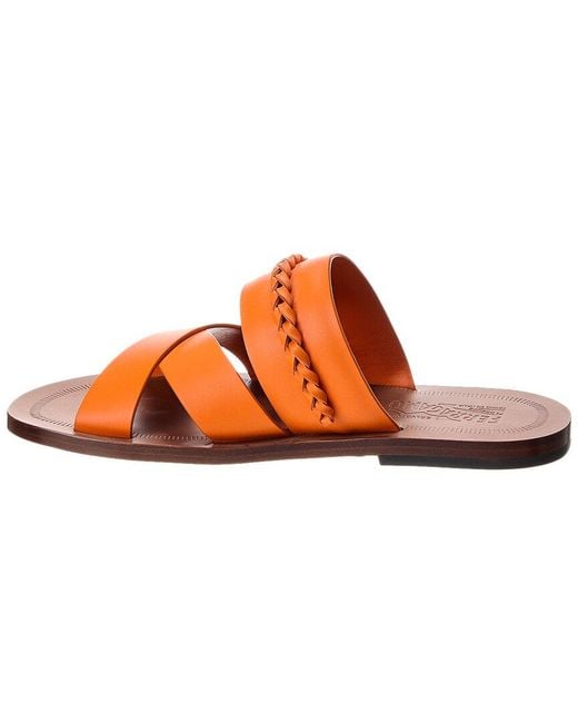 Ferragamo Orange Giotto Leather Sandal for men