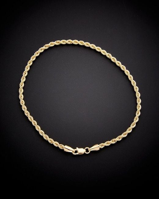Italian Gold Black 14K Hollow Rope Bracelet