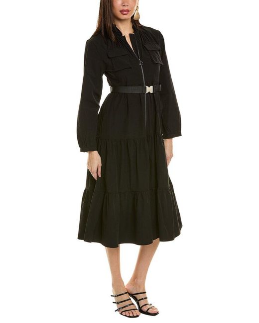 Gracia Black Tiered Midi Dress