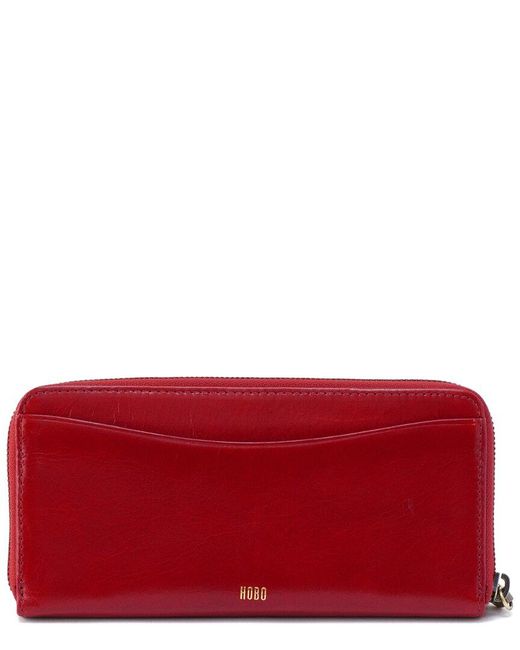Hobo International Red Max Large Zip Around Leather Wallet