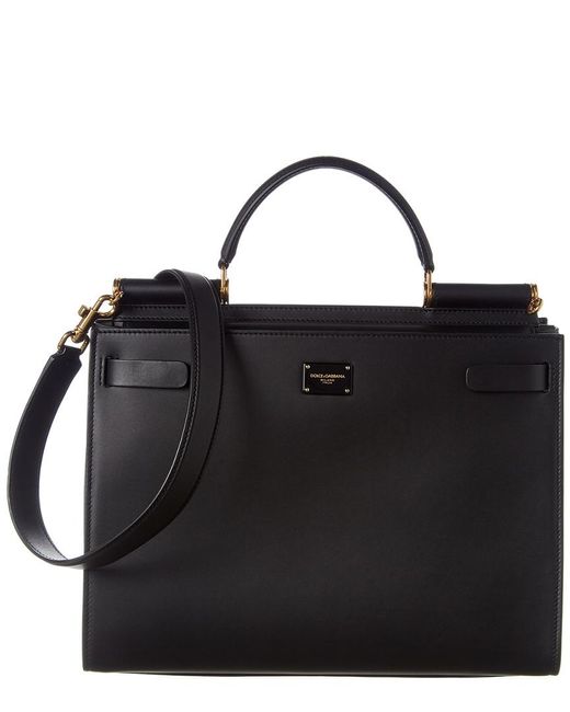 Dolce & Gabbana Medium Calfskin Sicily 62 Bag in Black | Lyst Dolce & Gabbana Medium Calfskin Sicily 62 Bag in Black | Lyst