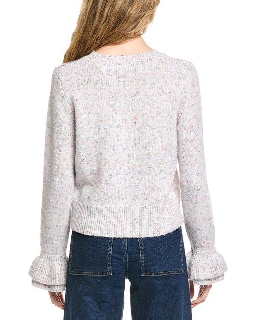 Cece Gray Ruffle Cuff Sweater