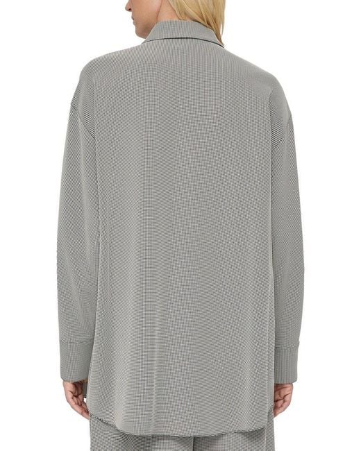 Lafayette 148 New York Gray Collared Oversized Shirt