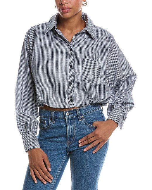 Estellina Blue Check Jacket Top