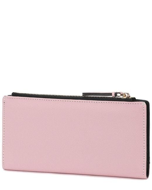 Tiffany & Fred Paris Gray Color-Patch Long Leather Wallet