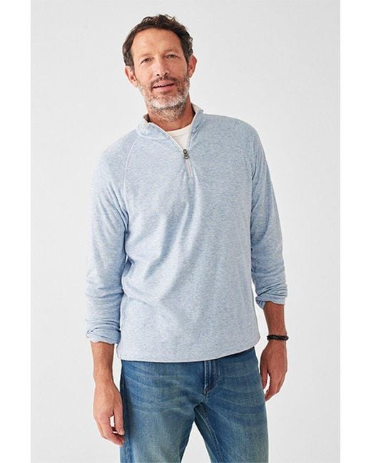 Faherty Brand Blue Cloud 1/4-zip Pullover for men