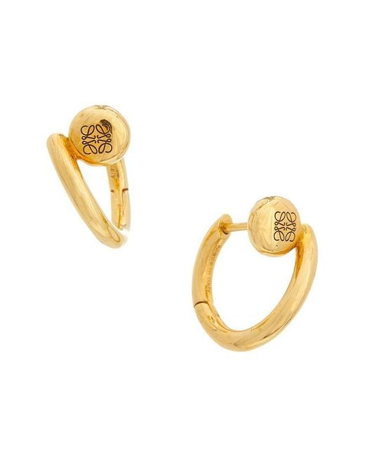 Loewe Metallic Anagram Pebble Mini Hoop Earrings