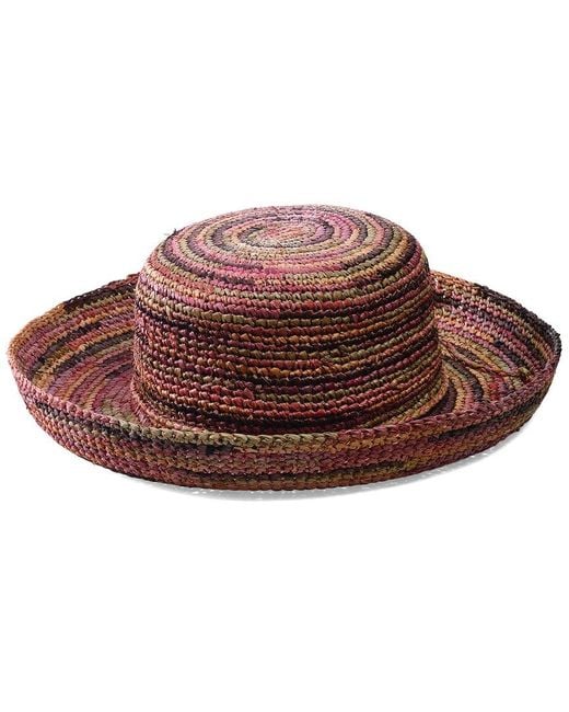San Diego Hat Red Crocheted Raffia Kettle Brim Hat