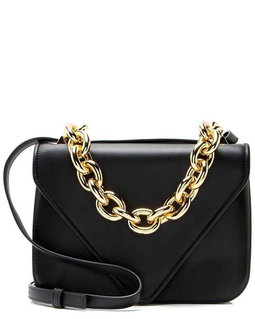 Bottega Veneta Black Smooth Leather Mount Envelope Chain Small Shoulder Bag (authentic Pre-loved)
