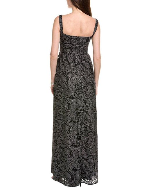 Saloni Black Aura Embroidered Tulle Gown