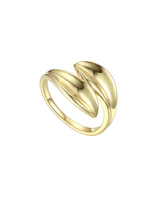 Rachel Glauber White 14k Plated Bypass Petal Wave Ring