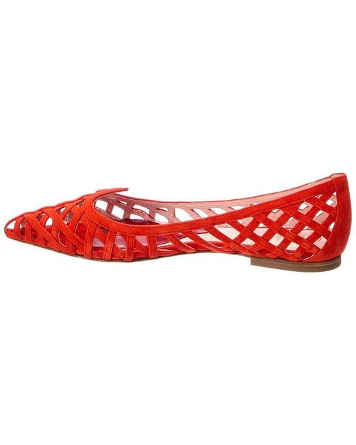 Roger Vivier Red Suede Flat
