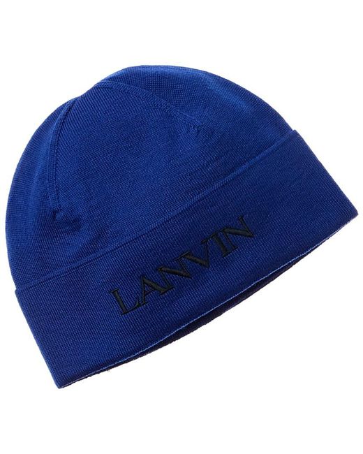 Lanvin Blue Logo Embroidery Wool Hat