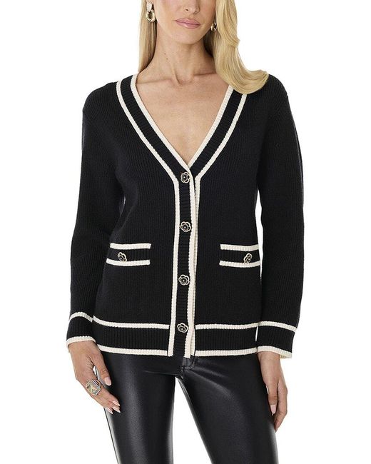 The Noli Shop Black Devin Rose Contrast Cardigan