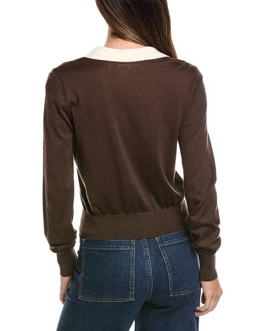 FRAME Black The Two Tone Cashmere & Silk-Blend Polo Sweater