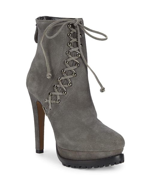 Alaïa Trekking Suede Stiletto Boots in 